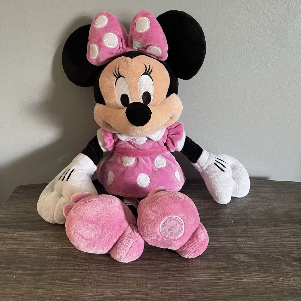 Minnie Mouse Original Disney Store Pink Polka Dot Dress Plush Doll 19in
